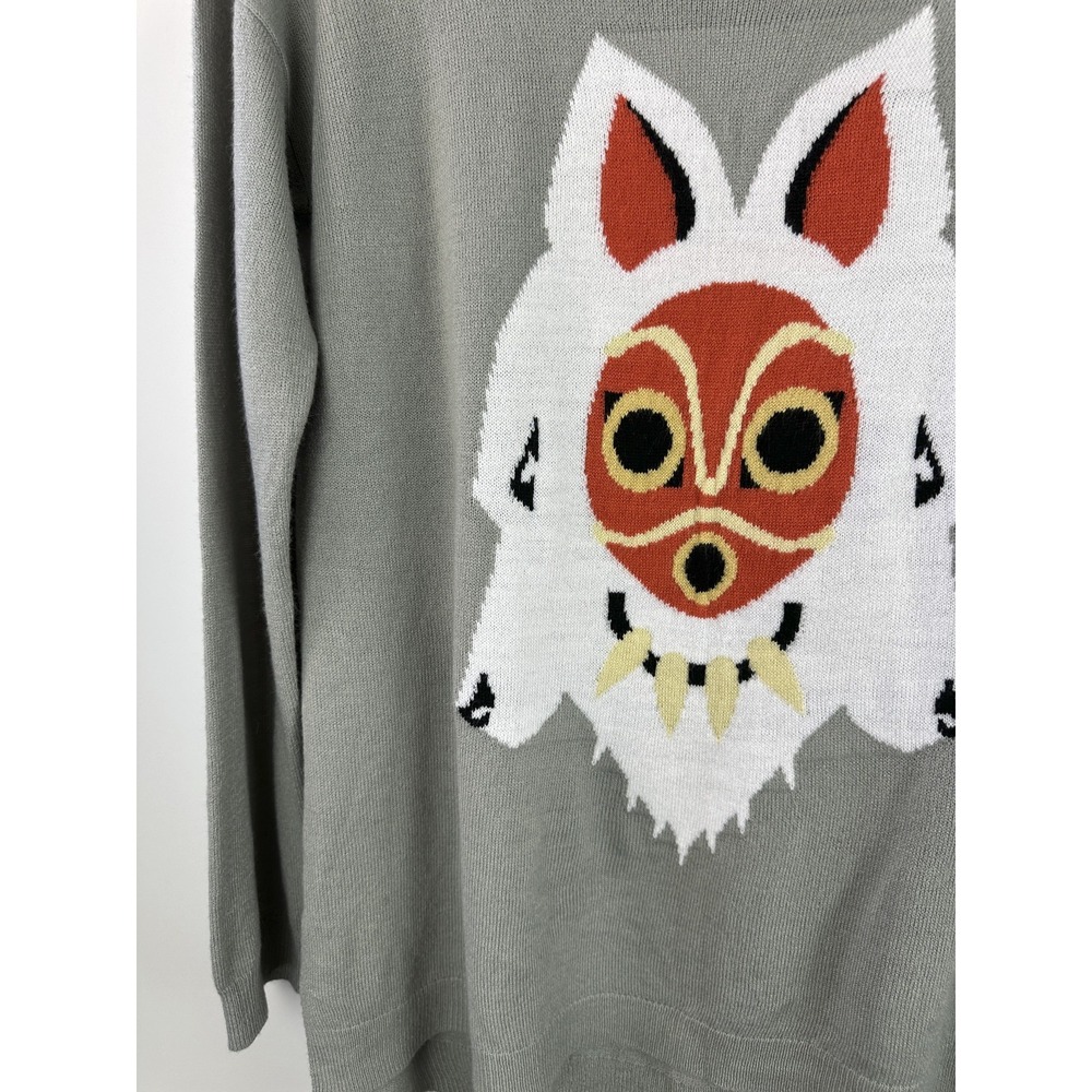 Her Universe Princess Mononoke Mask Sweater Lightweight Gray Size Medium - Picture 4 of 12